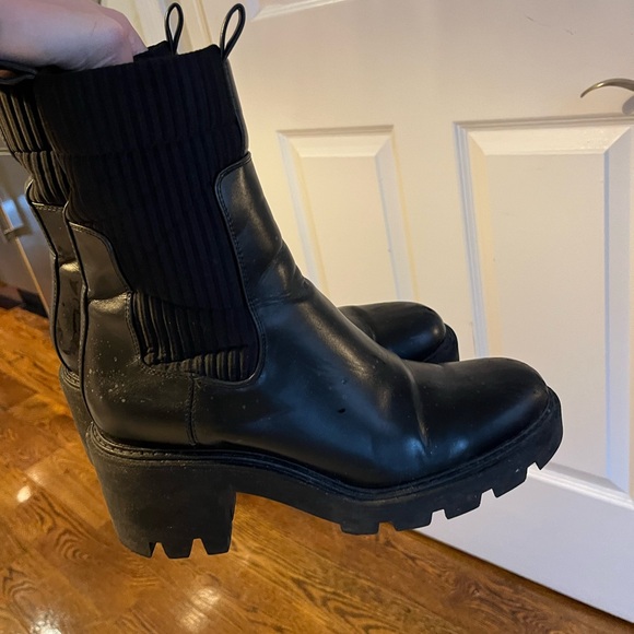 Zara Track Sole Black Sock Boot - Picture 2 of 4